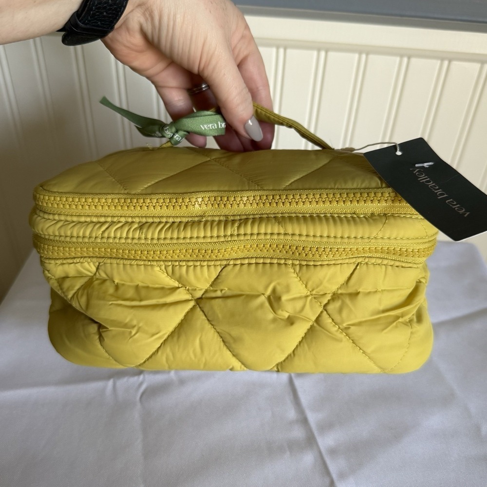 Vera Bradley Women's Featherweight Brush Up Cosmetic Toiletry Case Golden Olive